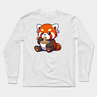 cute red panda ramen enthusiast Long Sleeve T-Shirt